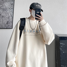 2023秋季新款学院风撞色涂鸦字母印花宽松圆领套头卫衣23127-P45，男装卫衣，星座914-3