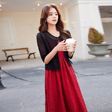 小披肩夏季短款洋气上衣女配吊带长裙开衫外搭高级感高端旗袍外套，女装蕾丝衫/雪纺衫，婵米儿