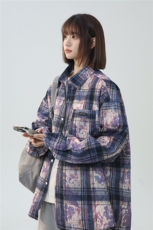 XZ-230-1CS239春新款中性风宽松简约扎染格子休闲长袖衬衫P50控68，男装衬衫，星座230-1