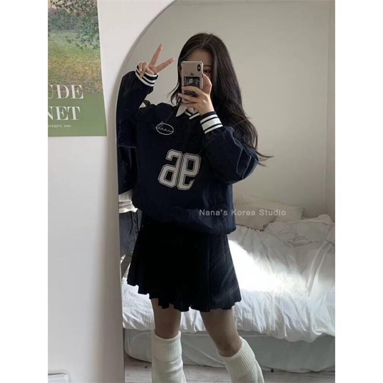 2025美式复古三条杠圆领卫衣男女春秋宽松慵懒风时尚潮牌情侣外套,女装短外套,星座506A
