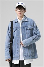 2021秋季新日系大码男无影墙破洞字母刺绣牛仔夹克外套NJ8023-P70，男装夹克，电商A001