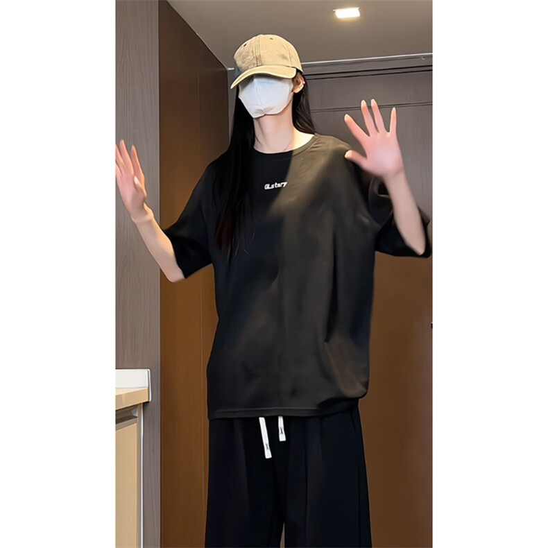 麂皮绒短袖t恤男款夏季重磅美式小领口体恤潮牌潮流休闲百搭半袖,男装T恤,电商B371