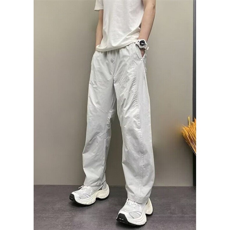 夏季休闲裤男士2025宽松直筒运动裤子冰丝薄款抽绳弯刀裤KA757，女装休闲裤，星座1116A（原606A-3）