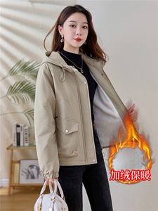 现货！现货！加绒加厚派克服2025冬季女装新款宽松休闲连帽棉服图片