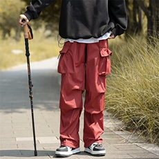 日系工装休闲裤男潮牌复古户外大口袋褶皱束脚休闲裤子XK554-P42，男装休闲裤，星座1001-1