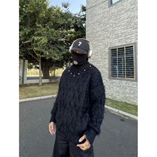 美式圆领毛衣男慵懒风休闲貂毛针织衫M5220P85，男装针织衫/毛衣，星座1116-2