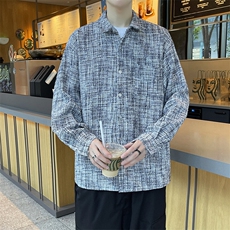精品春款小香风男夹克衬衫长袖宽松格子衬衣休闲外套A012/8813P60，男装夹克，电商A012