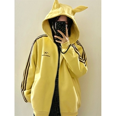 【有货】A1021CC-特P52三杠条纹织带小恶魔耳朵连帽开衫卫衣男女，男装卫衣，星座1007（原301D）