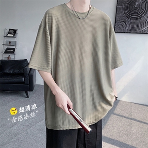 冰丝T恤 X5505-TP25 控价48 2024夏季港风外景大码纯色透气短袖男图片