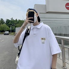 polo衫男韩版潮流纯色日系2023夏季新款ins宽松百搭衬衫W2770-P30，男装Polo衫，星座412-2