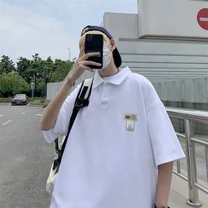 polo衫男韩版潮流纯色日系2023夏季新款ins宽松百搭衬衫W2770-P30图片