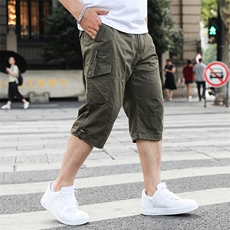 M-7XL男士工装短裤宽松多口袋休闲中裤七分裤加肥加大码8802款，男装休闲裤，星座802
