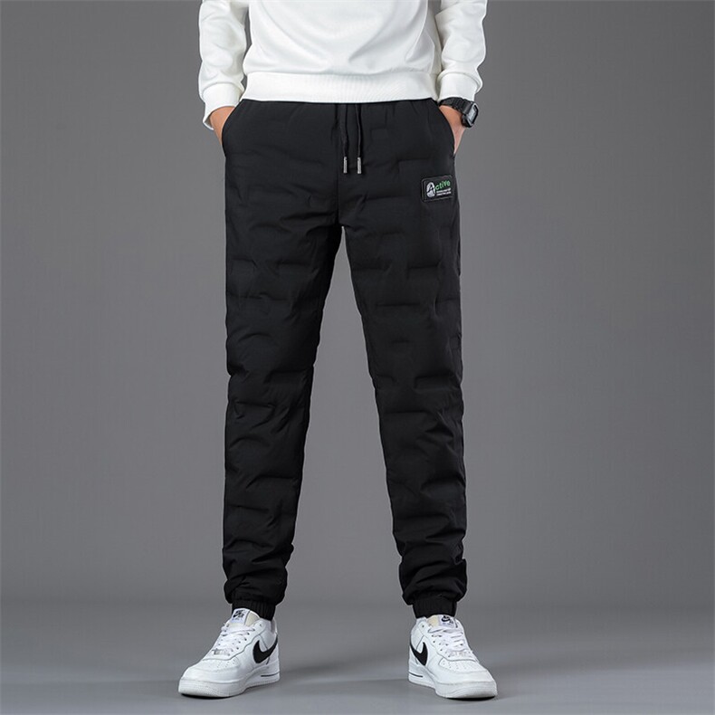 男士羽绒裤外穿新款冬季加厚白鸭绒裤抗寒长裤子抽绳长裤，男装棉裤，钱塘6003（原4033）