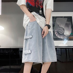 2023夏季韩版潮流牛仔五分裤新款韩版宽松百搭阔腿裤 K3587-P38图片