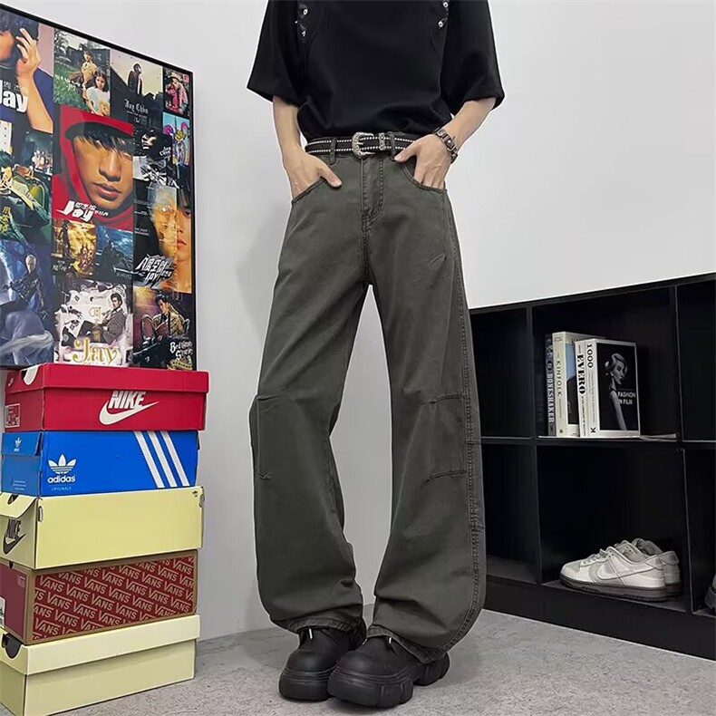 港风潮男夏季新款牛仔裤嘻哈ins潮高街潮流痞帅长裤,男装牛仔裤,四季星座505