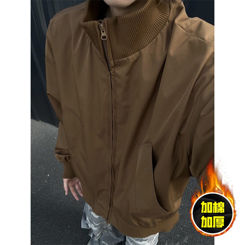 现货冬季美拉德立领飞行夹克廓形高街棒球服加棉加厚棉衣外套，男装夹克，电商A486-1