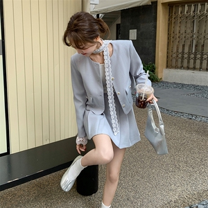 小香风短裙套装女春2025秋季新款超火韩系穿搭时尚气质西装百褶裙图片
