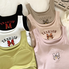 休闲内搭运动带胸垫背心吊带修身辣妹美背抹胸外穿上衣女，女装背心吊带，梦白服饰厂