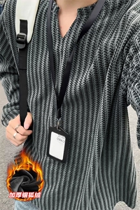 雪尼尔鱼骨纹450g重磅美式加厚银狐绒T恤男T24536J加绒-特P30控58图片
