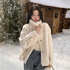新款现货主推仿水貂皮毛一体9905-P195-K288，女装短外套，2C129