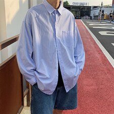 长袖衬衫男港风日系宽松高级条纹潮ins休闲情侣衬衣外套C0520-p30，男装衬衫，星座1008-2