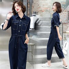 牛仔连体裤女2026夏季新款欧货时尚设计感气质修身显瘦减龄裤子潮,女装套装/套裙,E百度