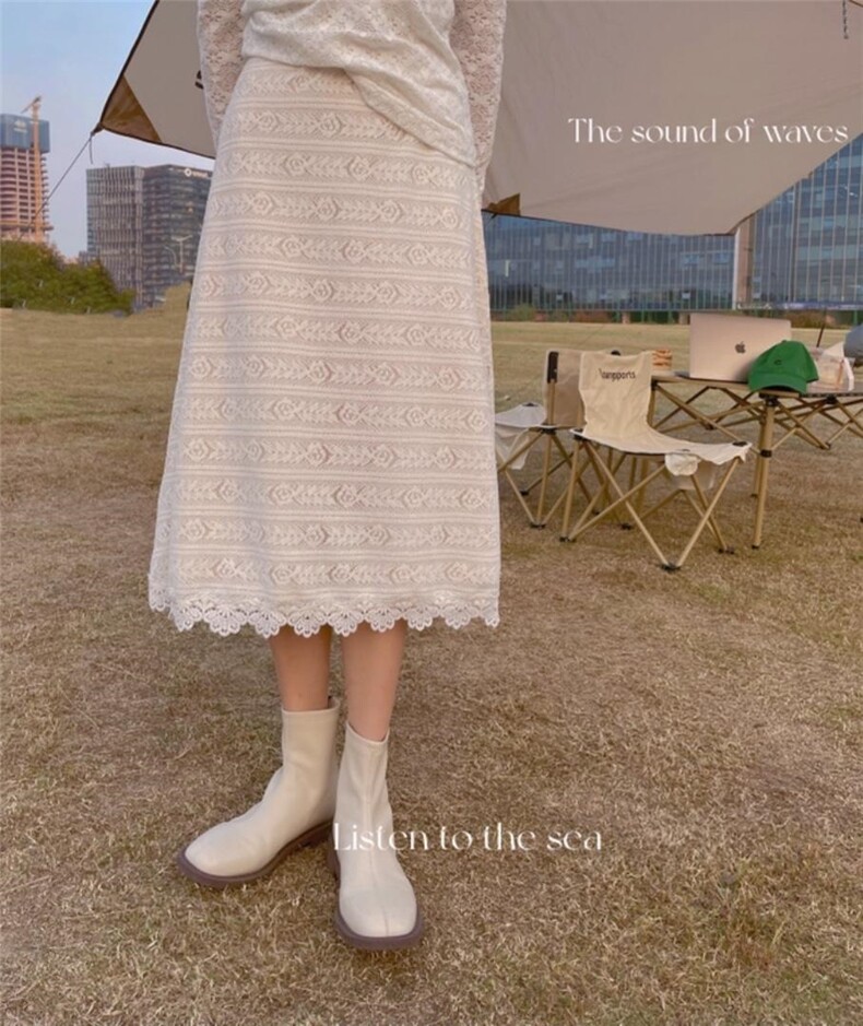 爆-磨毛系列-针织蕾丝半裙，女装半身裙，新袖