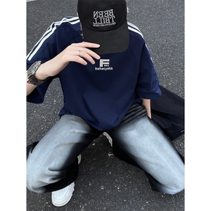 量大优供抖音视频 支持得物品质配合二开 美式三条杠短袖t恤ZD170图片