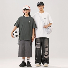 2024夏季新款男装日系潮牌纯棉印花圆领宽松短袖休闲T恤T898-F40，男装T恤，电商A101（原外27）
