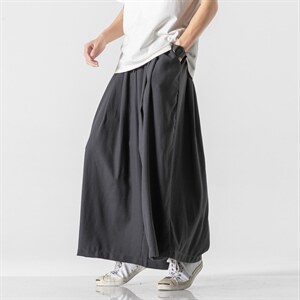 大码风棉麻亚麻直筒阔腿裤日系汉服哈伦裤灯笼裤K145/P75，男装休闲裤，钱塘713