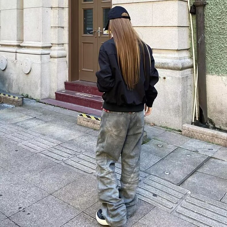 格子拼接假两件外套男潮牌设计感痞帅翻领夹克春季时尚情侣棒球服,男装夹克,星座218-8