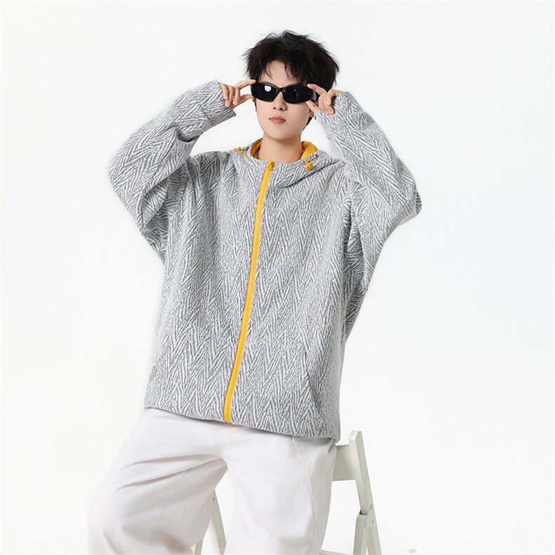 YK86105-P55聚酯纤维秋季新品美式复古人字纹连帽卫衣男,男装卫衣,电商A086-1