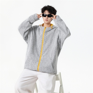 YK86105-P55 聚酯纤维 秋季新品美式复古人字纹连帽卫衣男图片