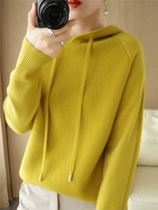 连帽毛衣女秋冬2024新款宽松慵懒风针织衫长袖上衣，女装针织衫/毛衣，绒泰祥