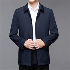 男士2023年春季新款休闲风衣中青年纯色简约翻领外套JHL988-P140，男装风衣，电商B212（原钱塘6029）