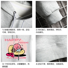 WY2313-P35加绒款-P40纯棉连帽卫衣男大码运动帽衫宽松薄网格，男装卫衣，电商A040A