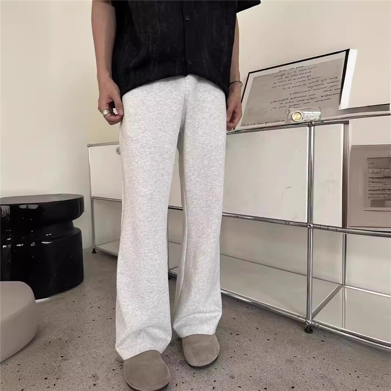 美式白灰色微喇镰刀卫裤男弯刀休闲长裤宽松情侣运动裤男女,男装休闲裤,星座506A
