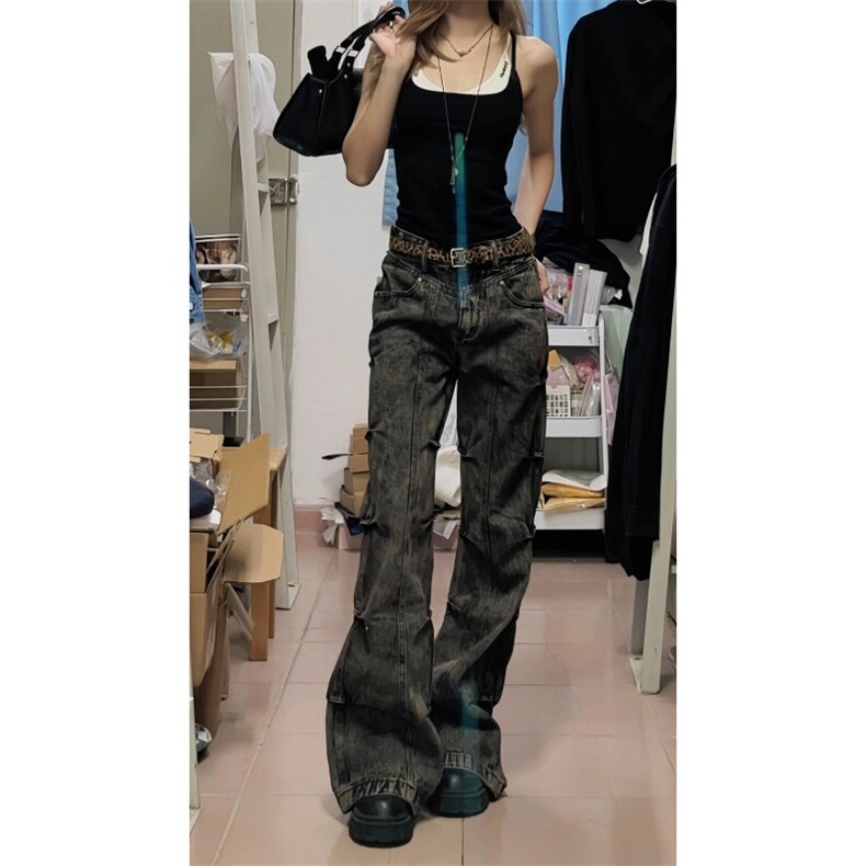 【有货】cleanfit褶皱烟灰色牛仔裤美式vibe裤子高街KZA51LL-P60,男装牛仔裤,星座1007（原301D）