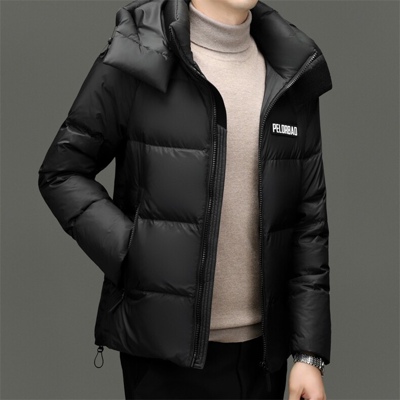 主推大货冬季鹅绒羽绒服外套男新款可脱卸帽时尚黑金面包服羽绒服,男装羽绒服,钱塘723