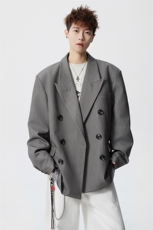 双排扣大码M-5XL西服男成分96%聚酯纤维4%氨纶XF78127P85控128，男装西服，星座227-7