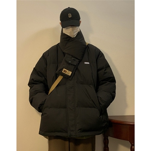 港风可拆卸围脖百搭棉衣男棉服男抖音外套男8737P120控158图片