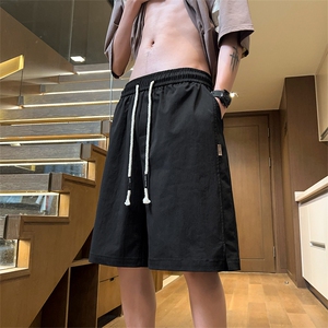 X2438-TP25控价38 夏季高街冲锋裤透气宽松抽绳运动休闲五分裤男图片