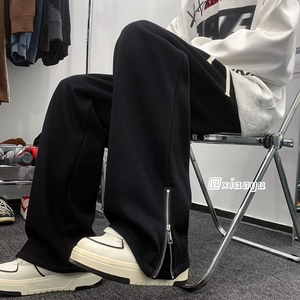 美式高街卫裤男士春秋季新款微喇宽松男生运动直筒阔腿休闲长裤子图片