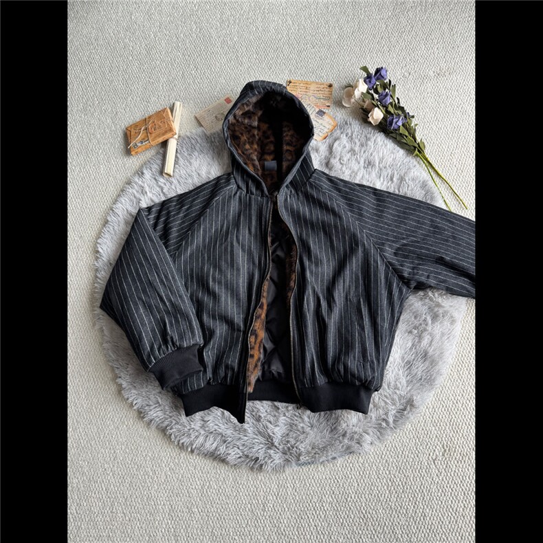 复古牛仔条纹棉服男冬季潮牌宽松情侣加厚保暖棉袄潮LS50399-p115,男装棉衣,星座1008