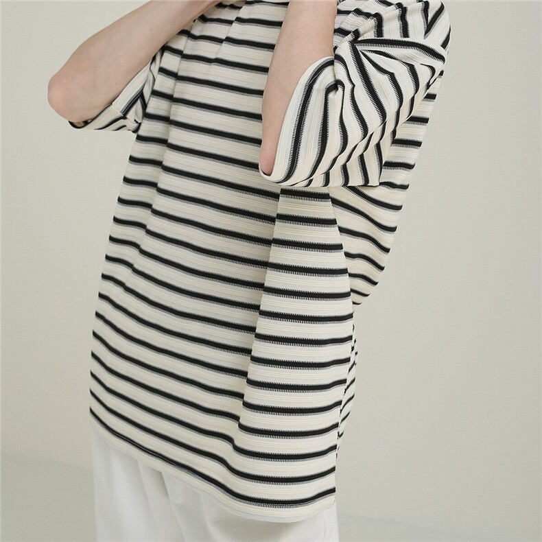 DA167-P40新款日系复古条纹重磅圆领T恤男女宽松短袖-网图现货1,男装T恤,星座603-2