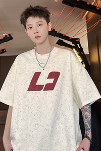 ！2026夏季新款男士发泡立体印花潮牌碎花短袖T2530特P28图片