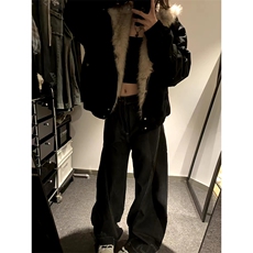 现货重磅boxy短款棉衣座山雕大毛毛领男女棉服水洗工装厚外套，男装棉衣，电商A486-1