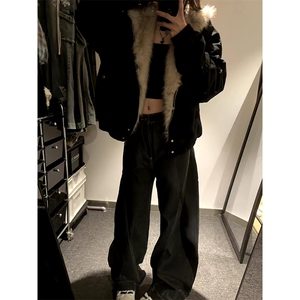 现货重磅boxy短款棉衣座山雕大毛毛领男女棉服水洗工装厚外套图片