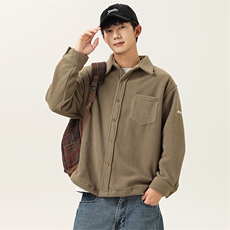 2025冬季新款男日系潮牌纯色加厚长袖衬衫宽松外套衬衣CS306-F79，男装衬衫，电商A101（原外27）