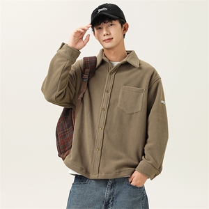 2025冬季新款男日系潮牌纯色加厚长袖衬衫宽松外套衬衣CS306-F79图片